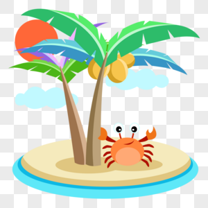 椰子树与螃蟹图片