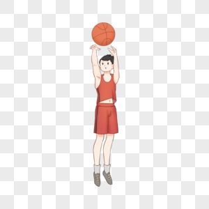 打篮球投篮的男生插画图片