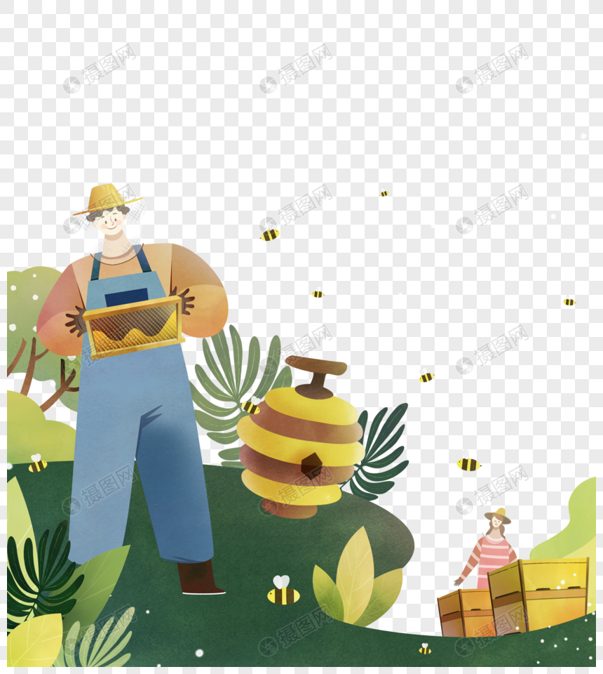 采蜂蜜丰收景象图片