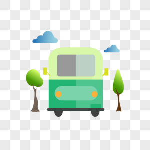 绿色公交车安全出行高清图片