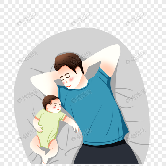 父亲和孩子躺在床上图片