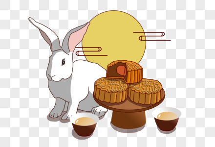 中秋节月饼与玉兔图片