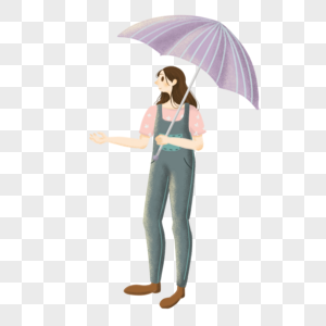 卡通美女撑伞高清图片
