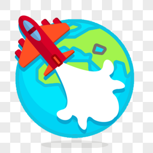 卡通飞机飞离地球红色高清图片素材