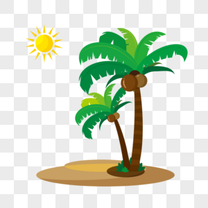 椰树沙滩夏天热带高清图片