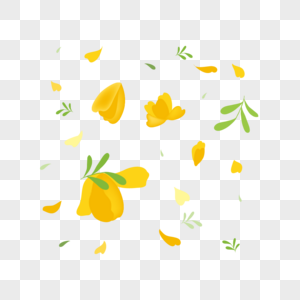 黄色花朵叶子漂浮素材图片