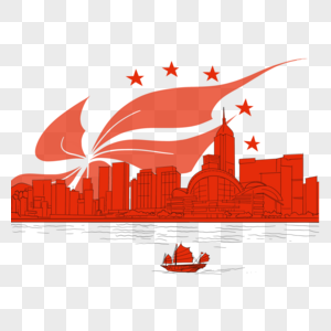 红色的维多利亚港口高清图片