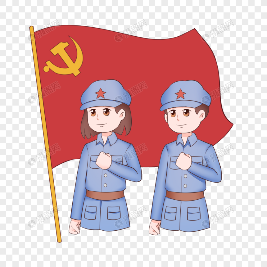 建党节红军战士插画图片
