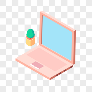 笔记本电脑2.5D立体插画图片