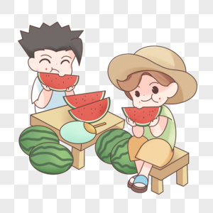 夏天吃西瓜最棒了图片