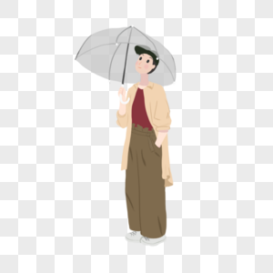 下雨打伞阔脱裤高清图片