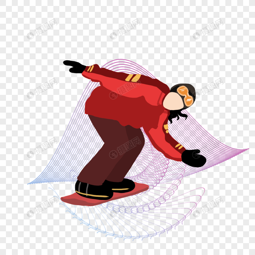 运动滑雪卡通人物