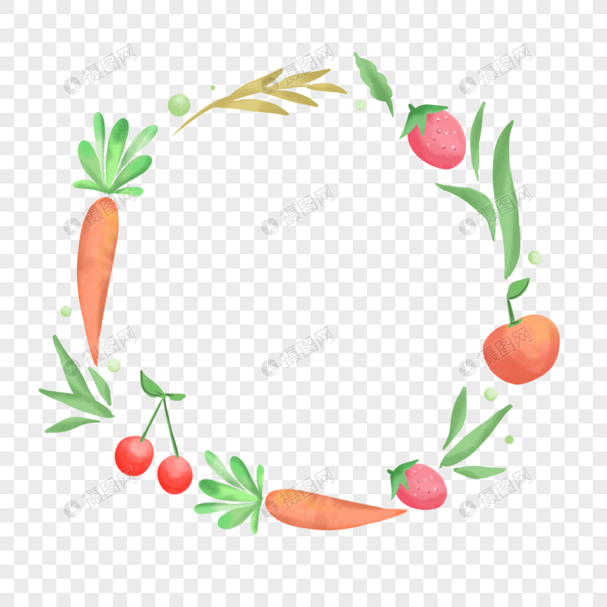 清新夏天水彩蔬菜水果边框图片