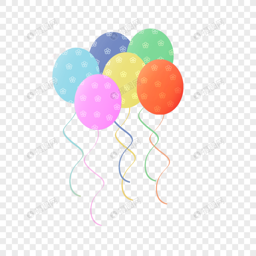 漂浮喜庆手绘彩色节日气球图片