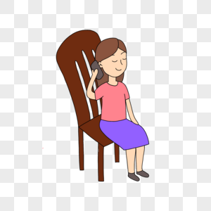 坐在椅子上打电话的女孩高清图片