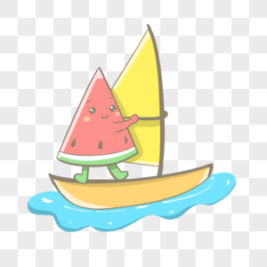 夏天划船的西瓜图片