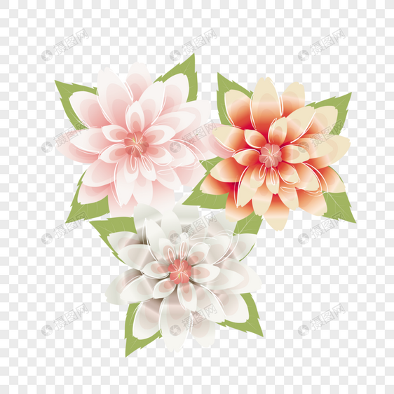 AI矢量图植物花蕊渐变立体花朵图片