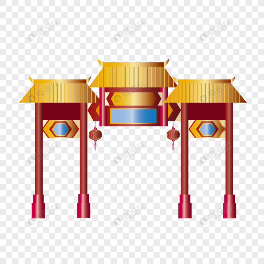 ai矢量图渐变立体古代景点名地古代拱门