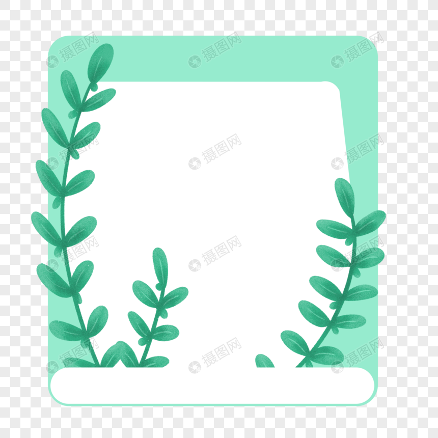 绿色小清新叶子植物边框图片