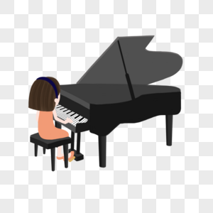 手绘暑假培训音乐节钢琴女孩图片