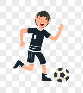 黑色衣服的踢球的小男孩图片