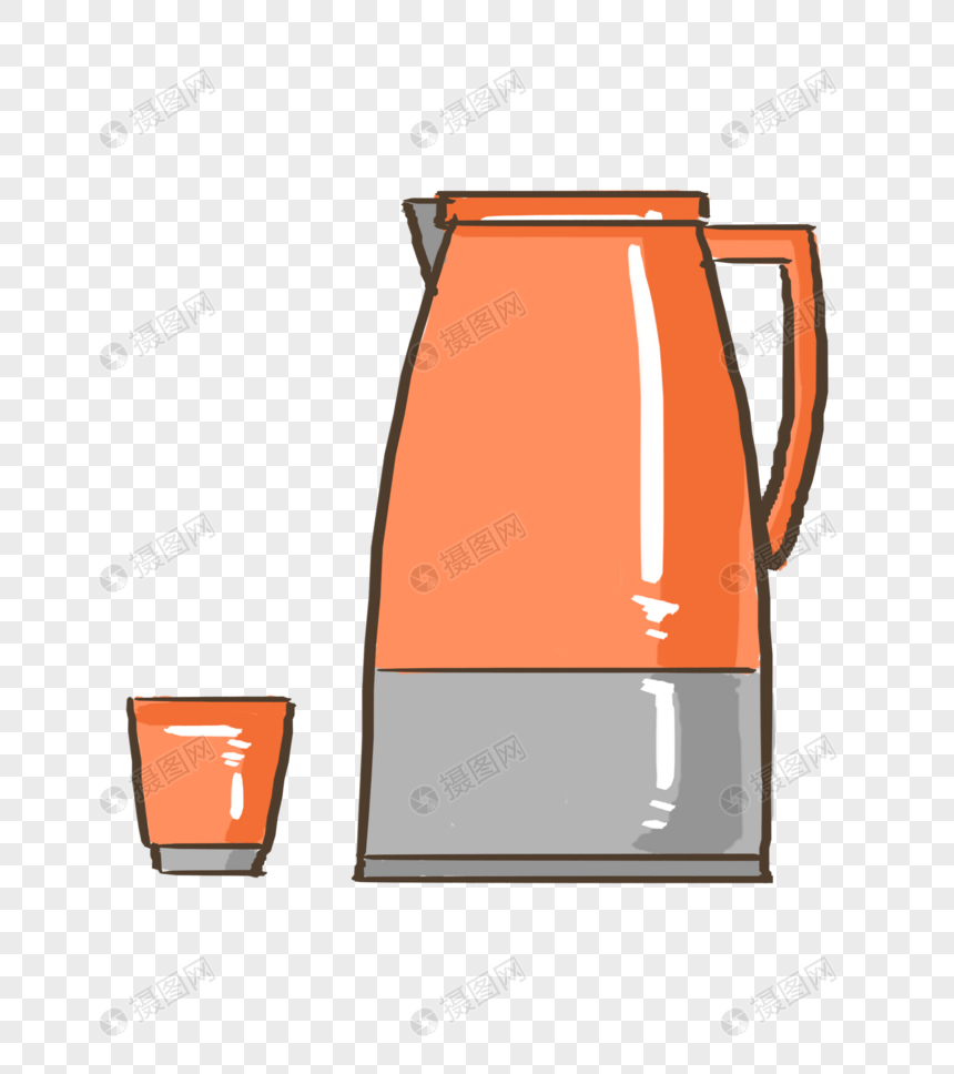 热水瓶水壶手绘卡通