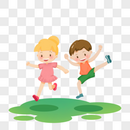 欢乐跳起的两个小孩图片