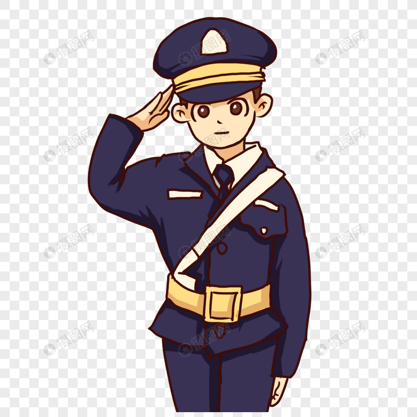 建军节卡通敬礼军人