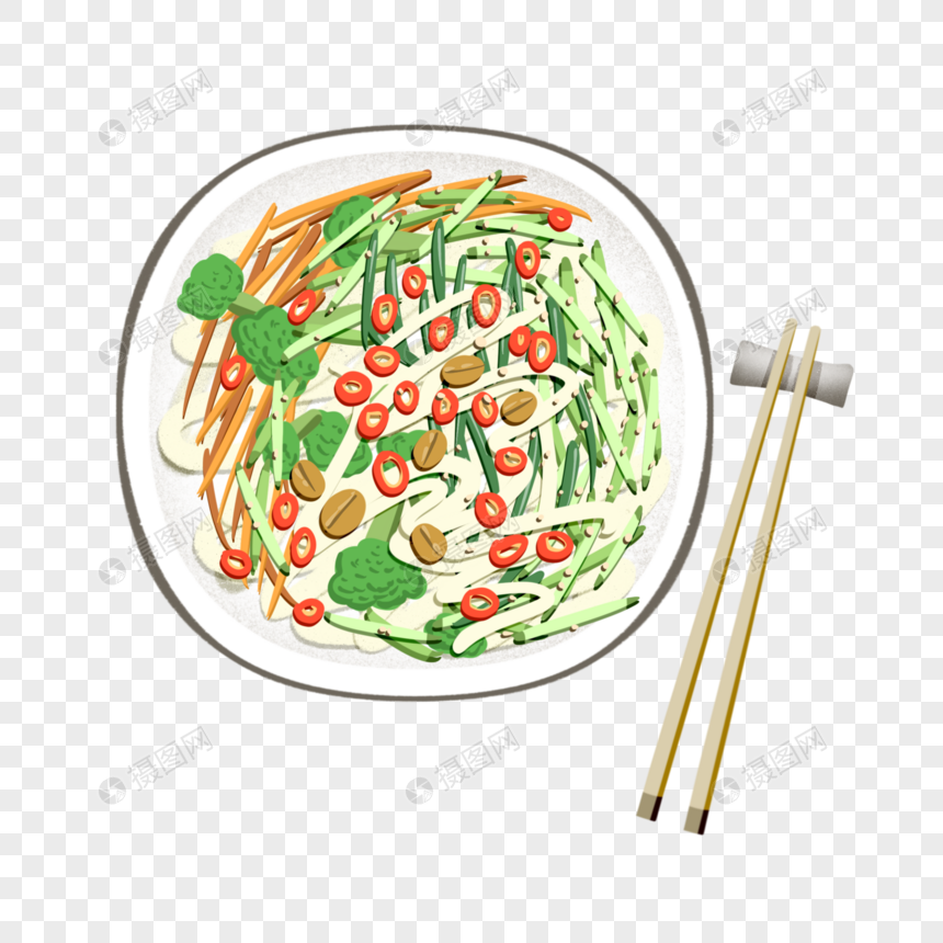 免抠元素 手绘/卡通元素 夏天美食凉皮.
