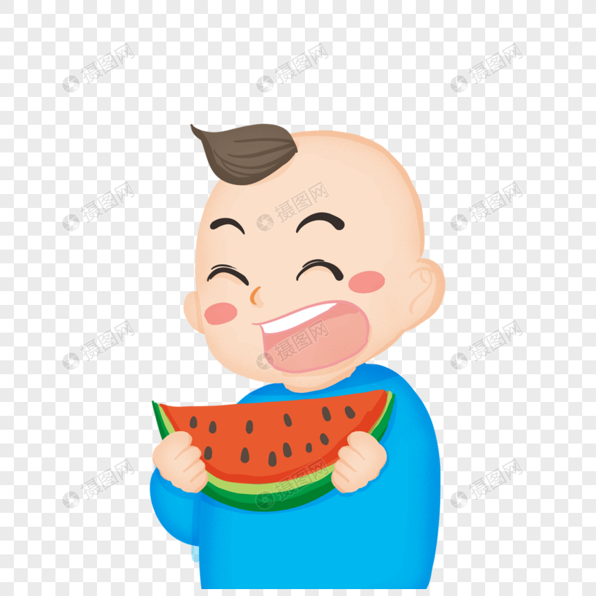 吃瓜的男孩图片
