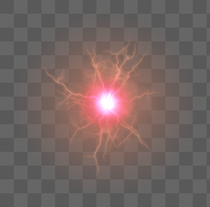 红色球状闪电效果元素图片
