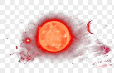 红色耀眼太阳元素图片