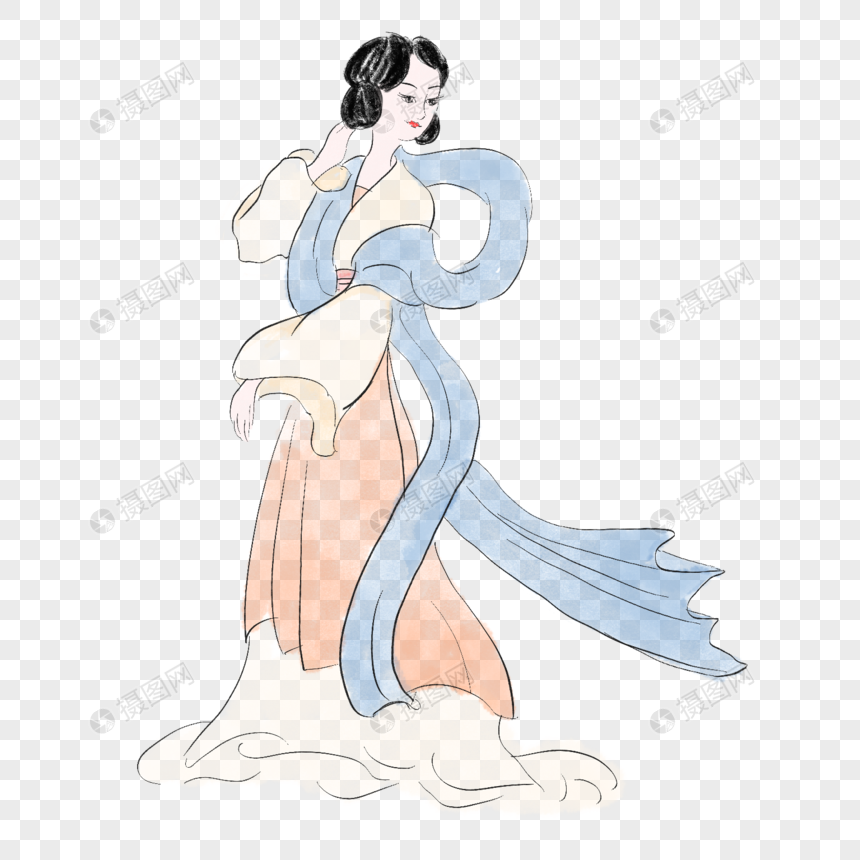 水墨古代舞女