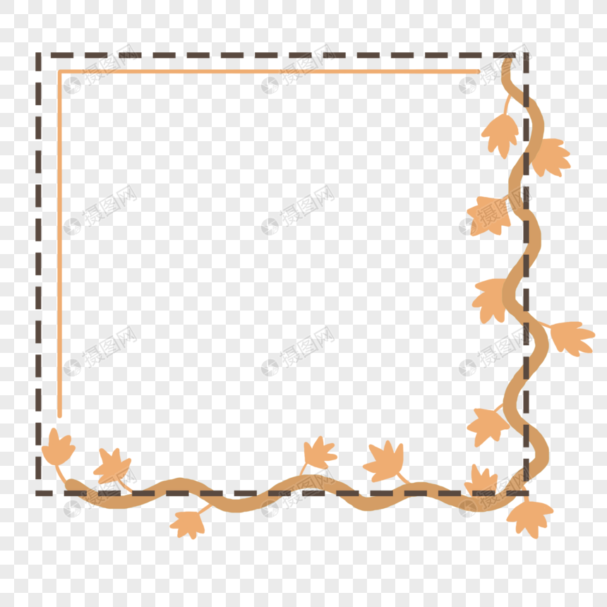 手绘清新枫叶植物植被边框图片