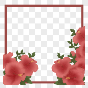 复古红色七夕花朵边框图片