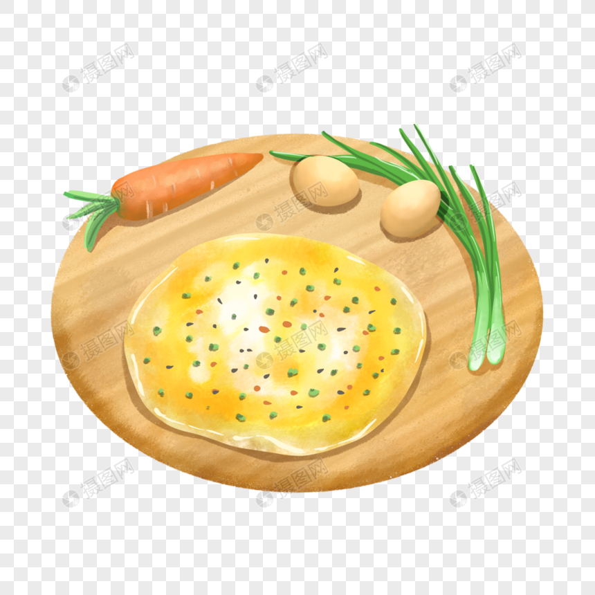 免抠元素 手绘/卡通元素 美食鸡蛋饼和原材料.