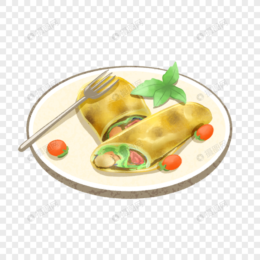 免抠元素 手绘/卡通元素 美食鸡蛋饼.psd