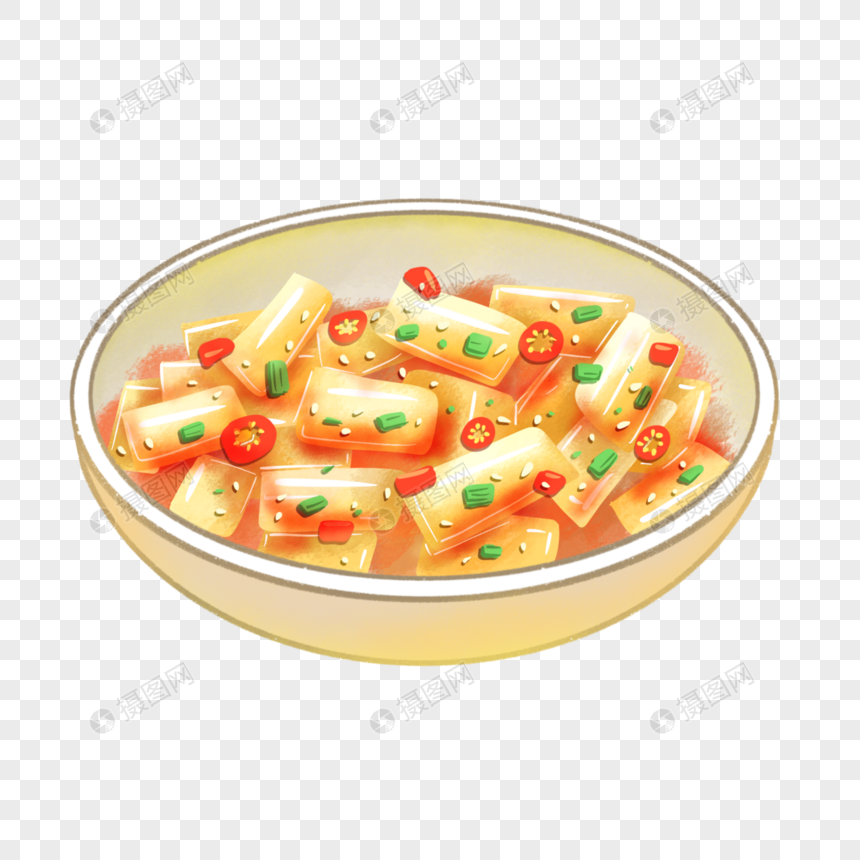 免抠元素 手绘/卡通元素 夏天美食水晶川北凉粉.psd