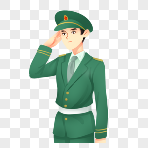 军人敬礼卡通