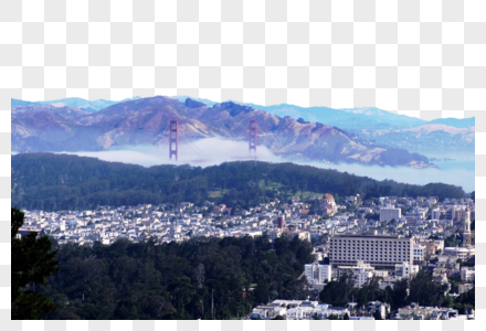 美国西部行旧金山雾锁金门桥图片