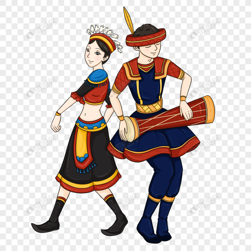 免抠元素 手绘/卡通元素 瑶族.psd