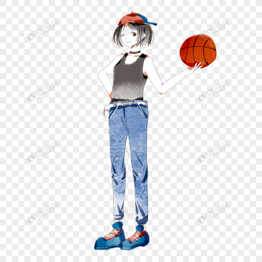 打篮球的帅气女孩