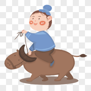 骑在牛背上的牛郎高清图片