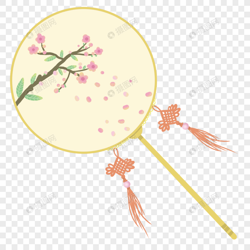 手绘古风物件团扇