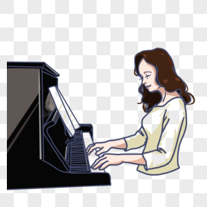 手绘音乐节弹钢琴的人图片