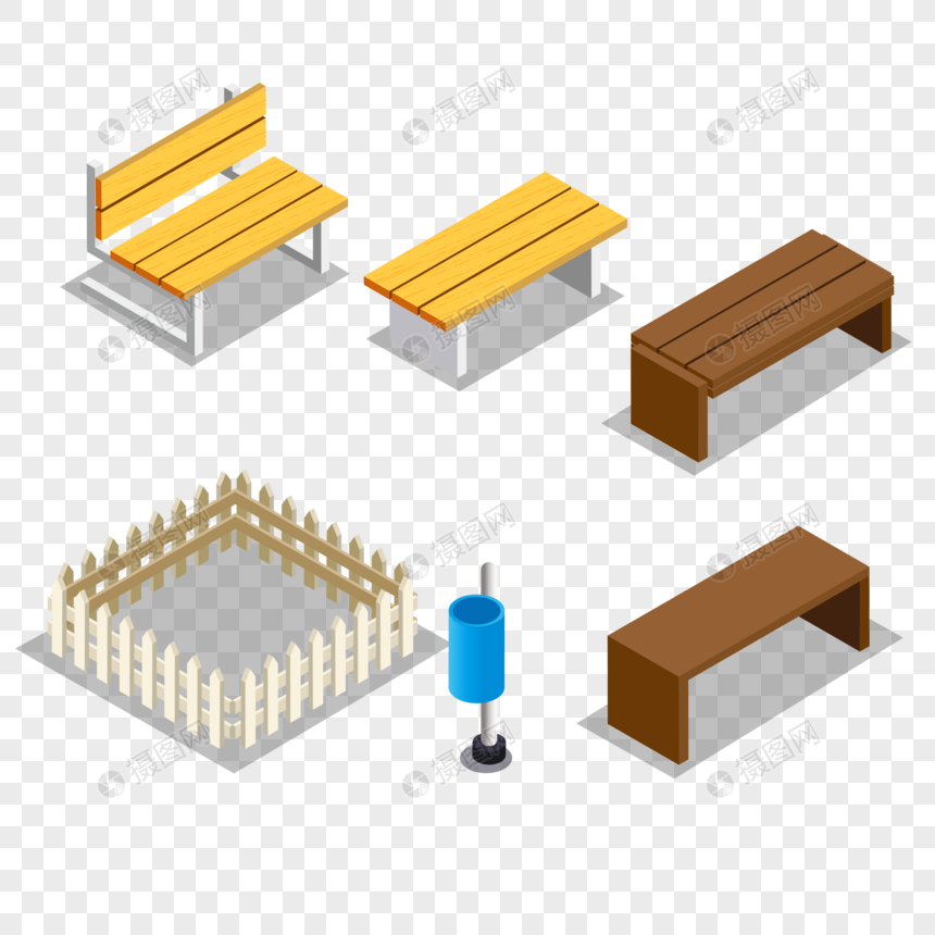 25D立体凳子公园公共桌椅图片