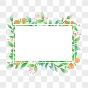 清新手绘水彩花卉植物文本框边框图片