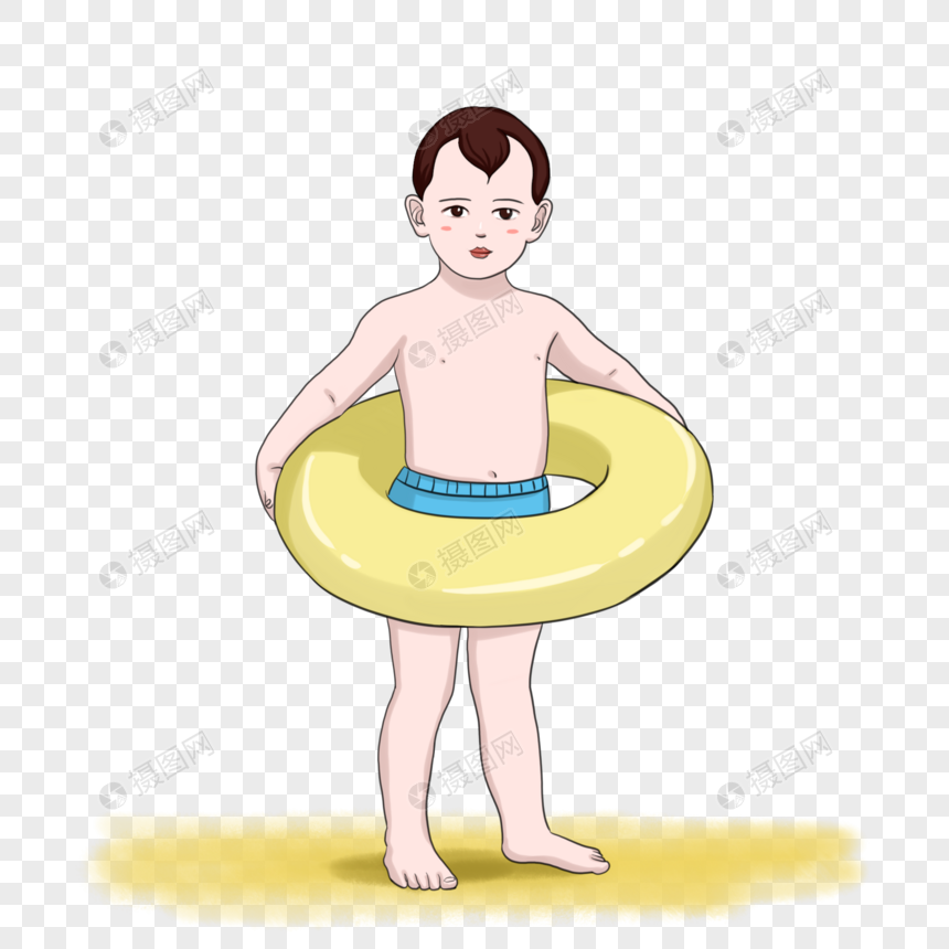 夏季去游泳的小男孩图片