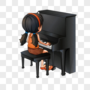 弹钢琴的女孩优雅高清图片素材