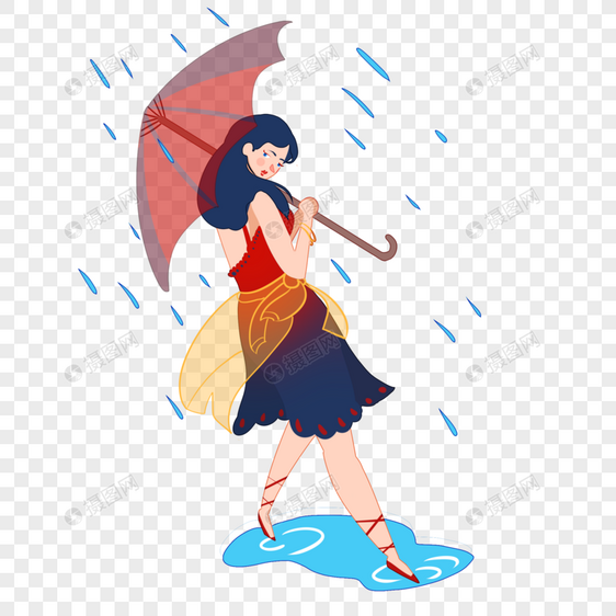 夏日挡雨女孩图片